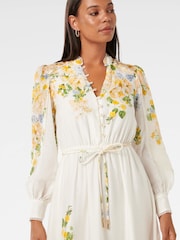 Forever New White Primrose Trim Detail Midi Dress with a Touch Of Linen - Image 3 of 4