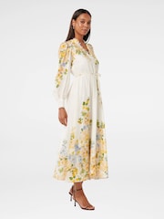 Forever New White Primrose Trim Detail Midi Dress with a Touch Of Linen - Image 4 of 4