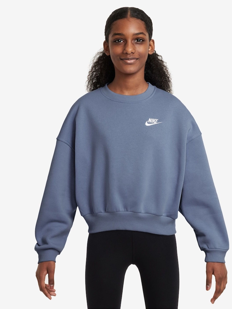 Nike World Indigo Blue Club Fleece Boxy Crewneck Sweatshirt - Image 1 of 3