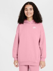 Nike Soft Pink Oversized Sportswear Club Fleece Pullover Hoodie - Image 1 of 3