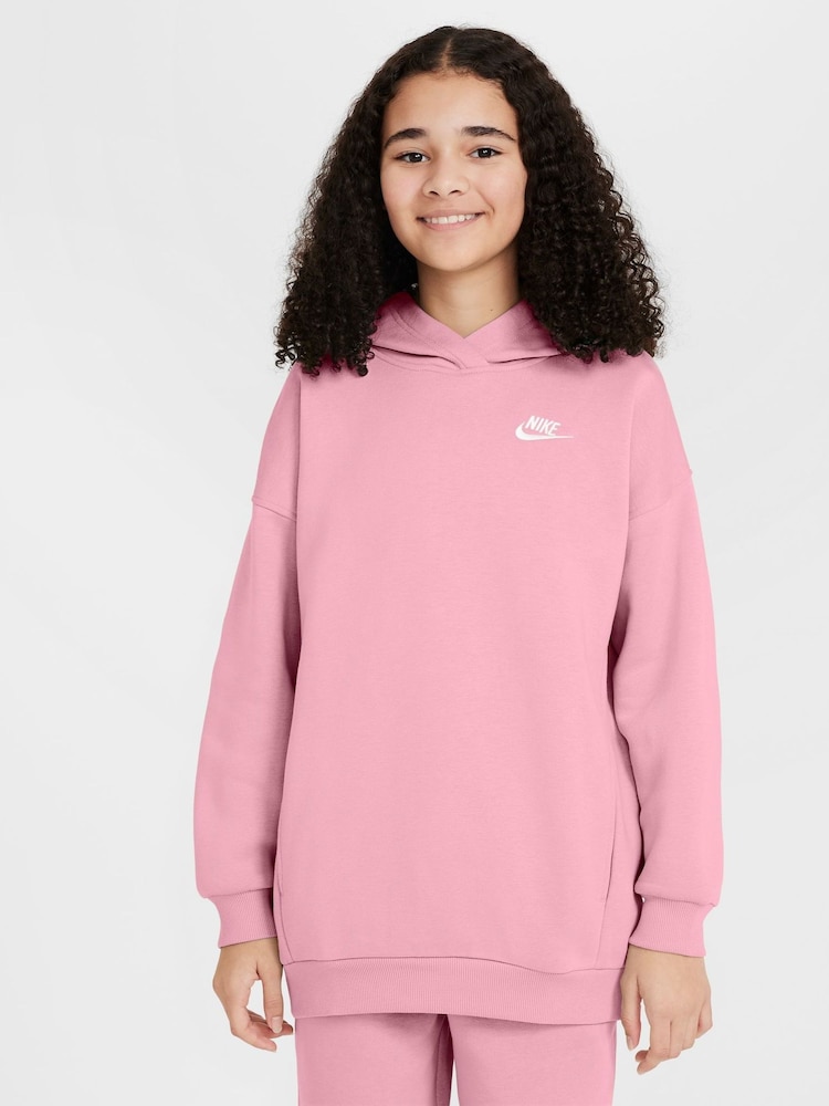 Nike Soft Pink Oversized Sportswear Club Fleece Pullover Hoodie - Image 1 of 3