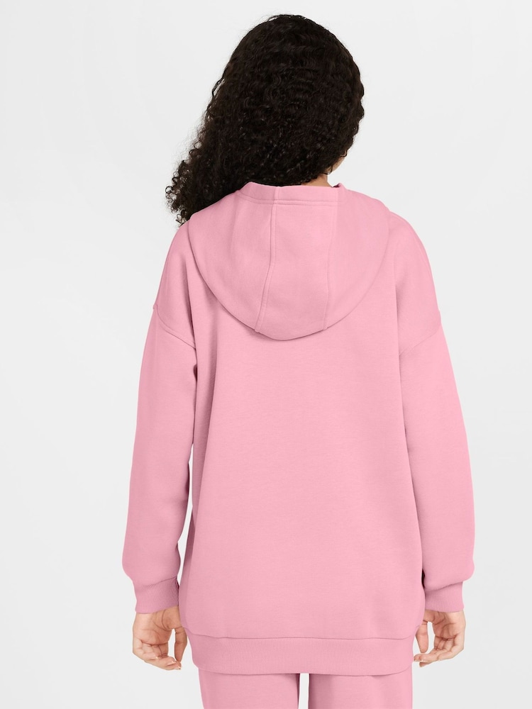 Nike Soft Pink Oversized Sportswear Club Fleece Pullover Hoodie - Image 2 of 3