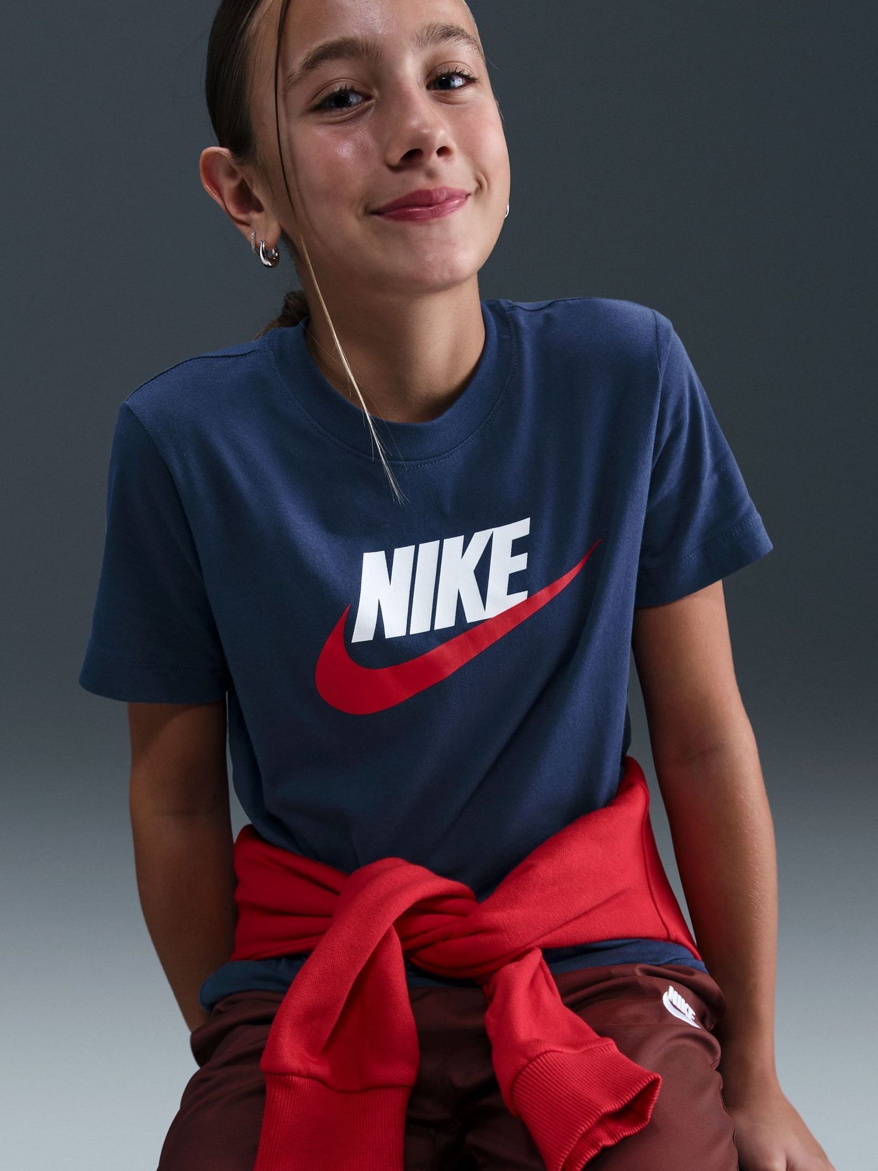 red blue nike shirt