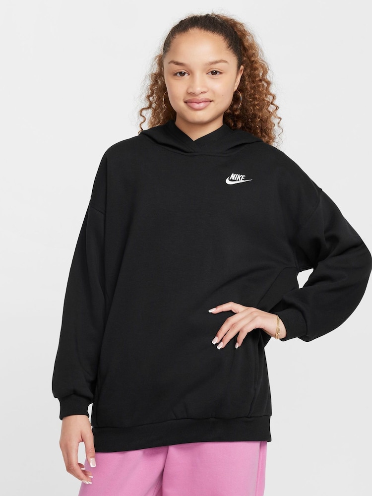 Nike Black Oversized Sportswear Club Fleece Pullover Hoodie - Image 1 of 6