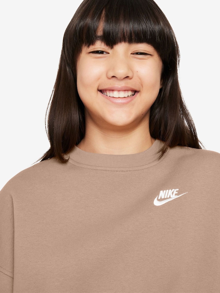 Nike Natural Hemp Club Fleece Boxy Crewneck Sweatshirt - Image 3 of 3 Nike Natural Hemp Club Fleece Boxy Crewneck Sweatshirt - Image 3 of 3