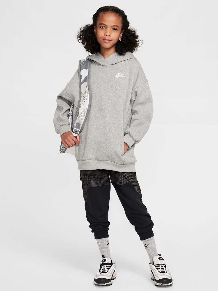 Nike Dark Grey Heather Oversized Sportswear Club Fleece Pullover Hoodie - Image 6 of 6 Nike Dark Grey Heather Oversized Sportswear Club Fleece Pullover Hoodie - Image 6 of 6
