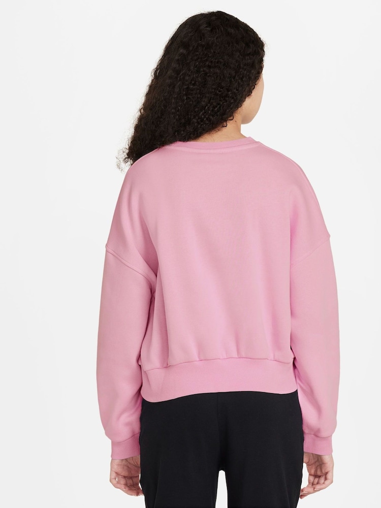 Nike Soft Pink Club Fleece Boxy Crewneck Sweatshirt - Image 2 of 3 Nike Soft Pink Club Fleece Boxy Crewneck Sweatshirt - Image 2 of 3