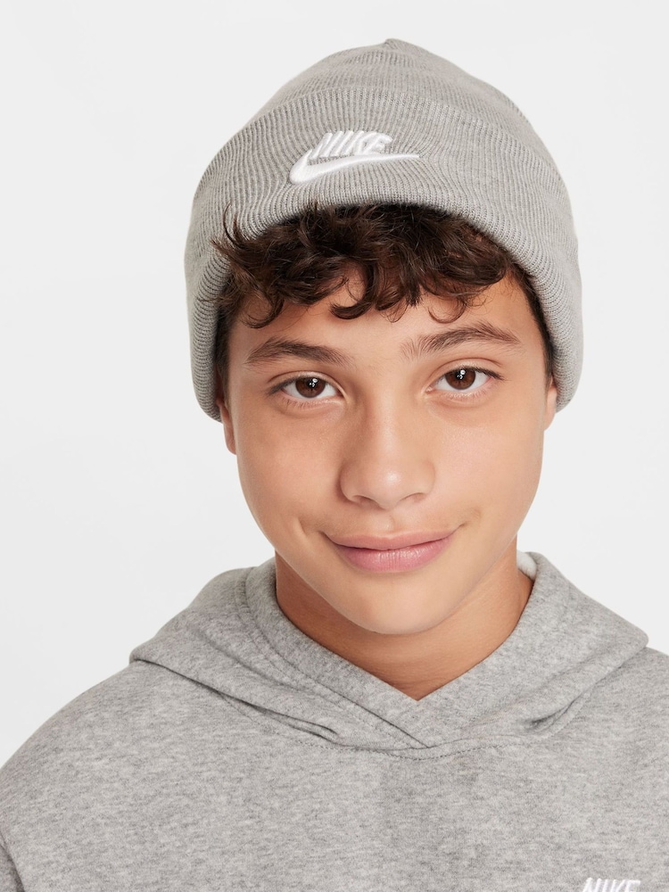 Nike Gray Kids Peak Winter Beanie - Image 1 of 4 Nike Gray Kids Peak Winter Beanie - Image 1 of 4