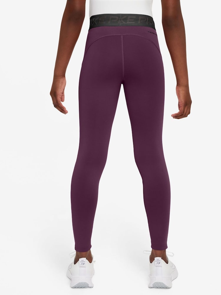Nike Bordeaux Burgundy Pro Dri-FIT Therma FIT Leggings - Image 2 of 3