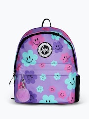 Hype. Unisex Purple Happy Flower Print Backpack - Image 1 of 6