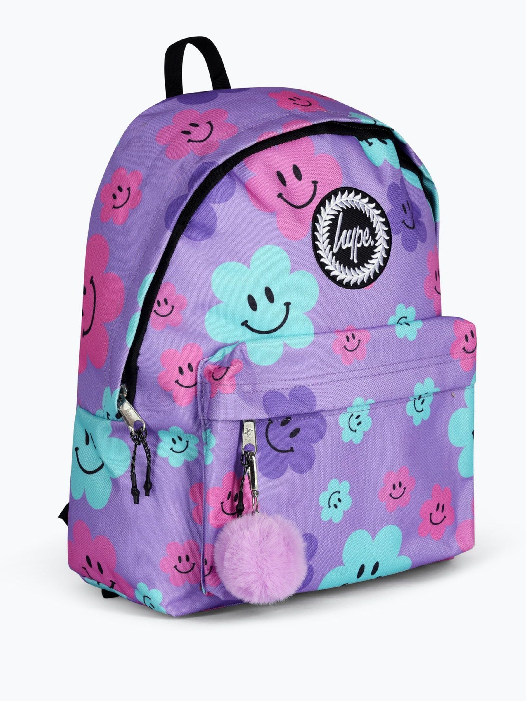 バッグ HAPPY HAPPY Buy Hype. Unisex Purple Happy Flower Print Backpack from Next USA