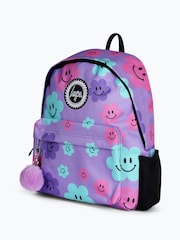 Hype. Unisex Purple Happy Flower Print Backpack - Image 4 of 6