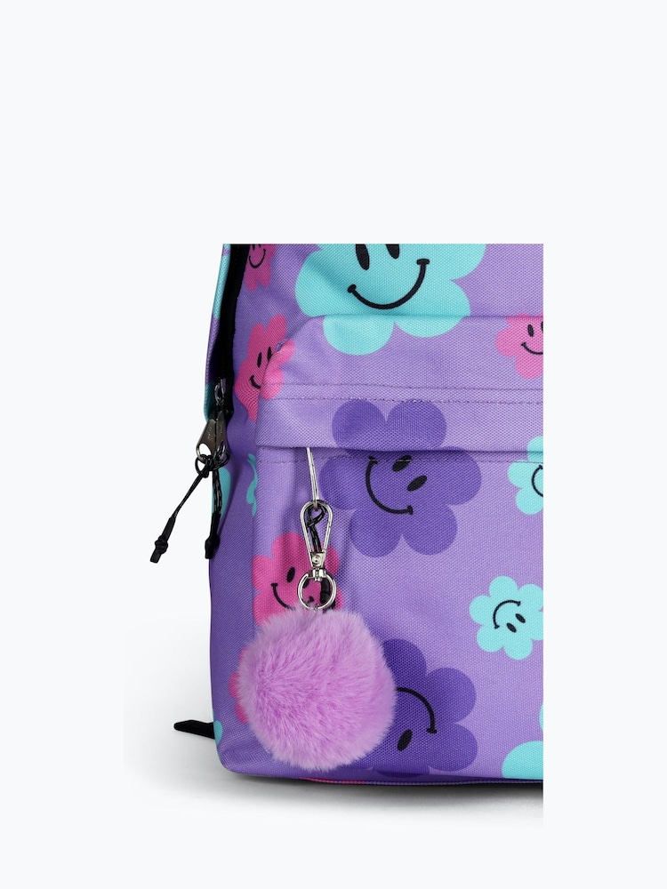 Hype. Unisex Purple Happy Flower Print Backpack - Image 5 of 6