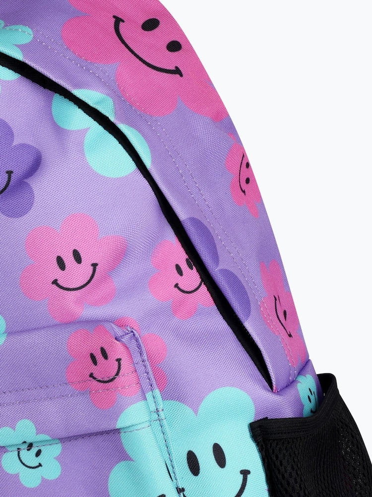 Hype. Unisex Purple Happy Flower Print Backpack - Image 6 of 6