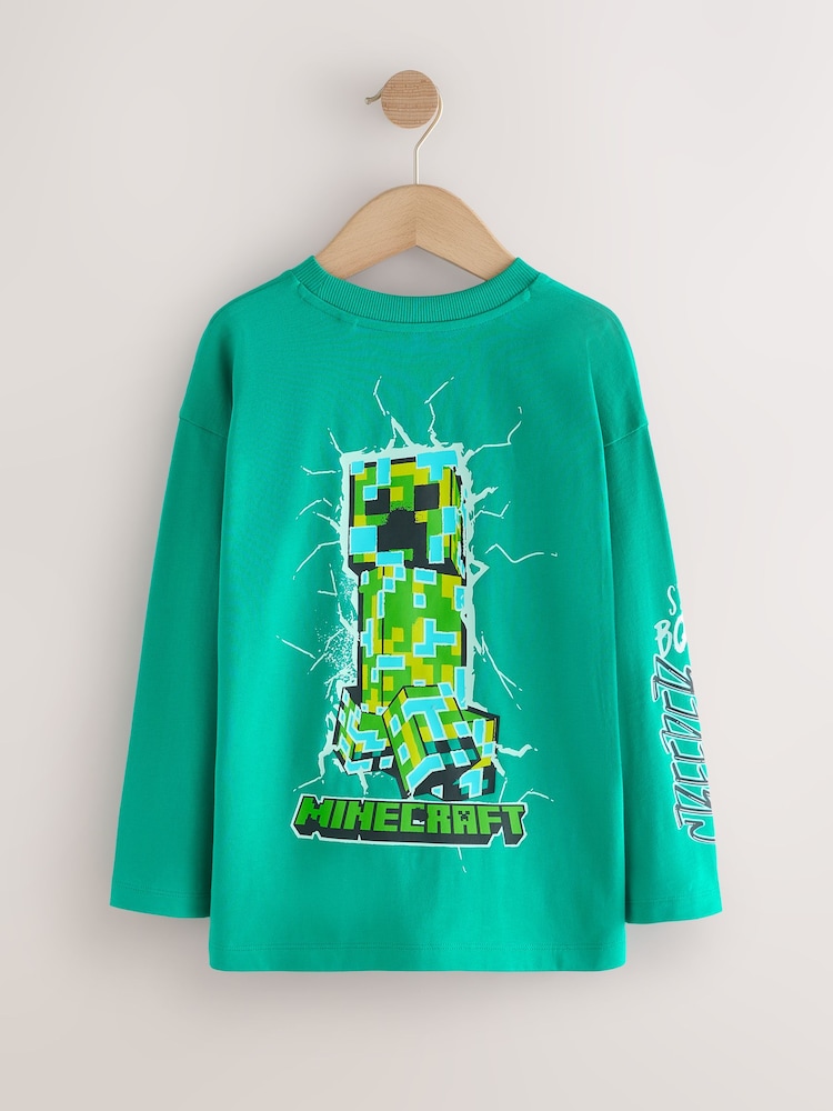 Green Minecraft Long Sleeve T-Shirt (3-16yrs) - Image 1 of 4