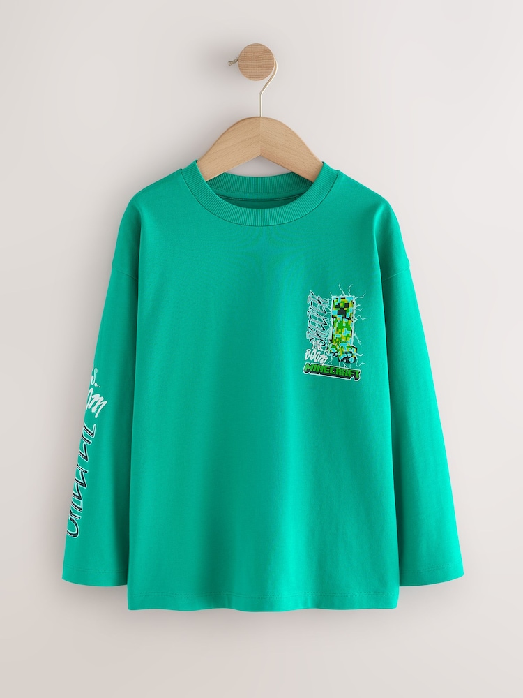 Green Minecraft Long Sleeve T-Shirt (3-16yrs) - Image 2 of 4