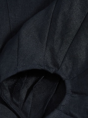 Reiss Navy Remi Linen Balloon-Sleeve Top - Image 6 of 6