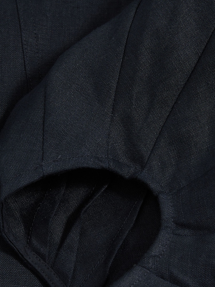 Reiss Navy Remi Linen Balloon-Sleeve Top - Image 6 of 6