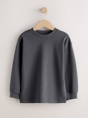 Charcoal/Berry/Tan Relaxed Fit Long Sleeve Heavyweight T-Shirts 3 Pack (3-16yrs) - Image 2 of 7
