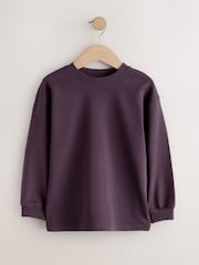 Charcoal/Berry/Tan Relaxed Fit Long Sleeve Heavyweight T-Shirts 3 Pack (3-16yrs) - Image 4 of 7