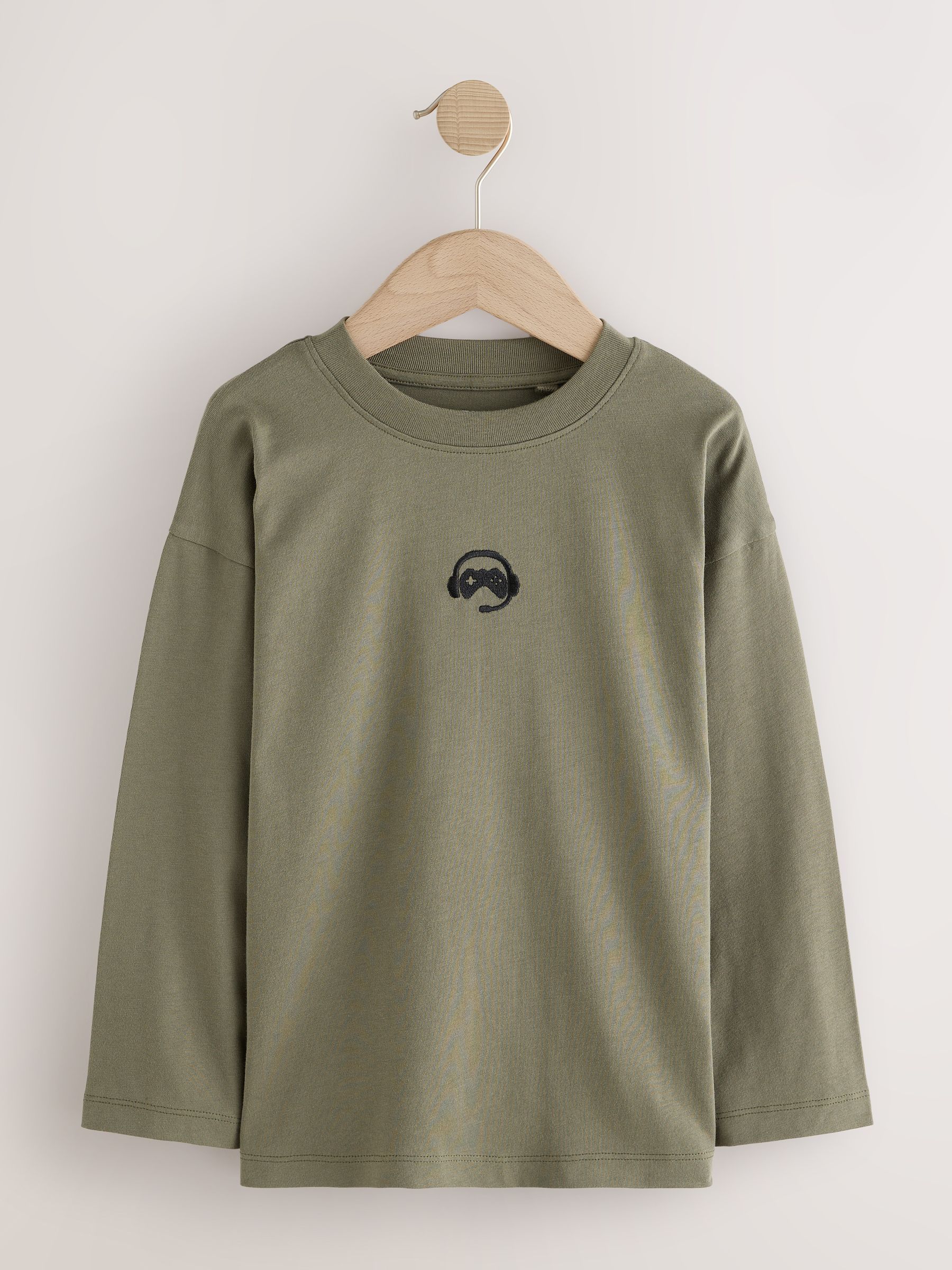Buy Black/White/Grey Marl/Khaki Long Sleeve Small Graphic T-Shirts