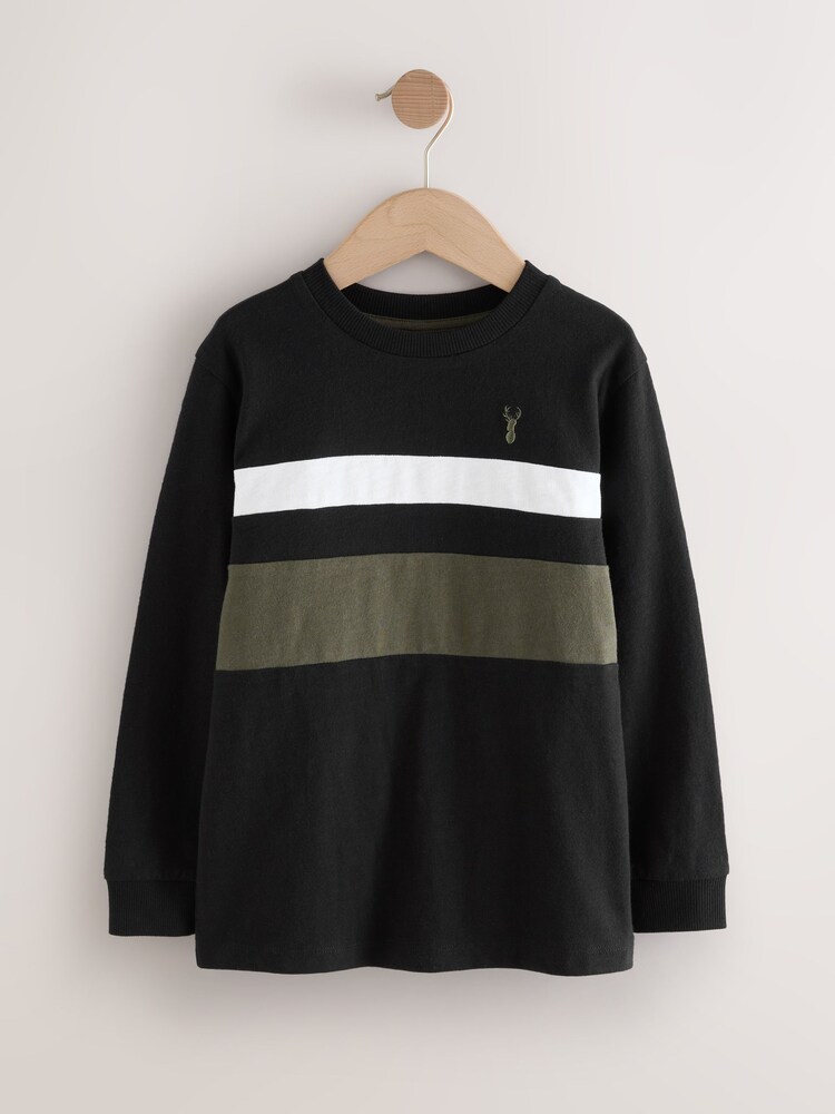 Black/Khaki/Stone Long Sleeve Colourblock T-Shirts 3 Pack (3-16yrs) - Image 2 of 8