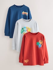 Navy/Grey/Red Gamer Relaxed Fit Graphic Print Long Sleeve T-Shirts 3 Pack (3-16yrs) - Image 1 of 3