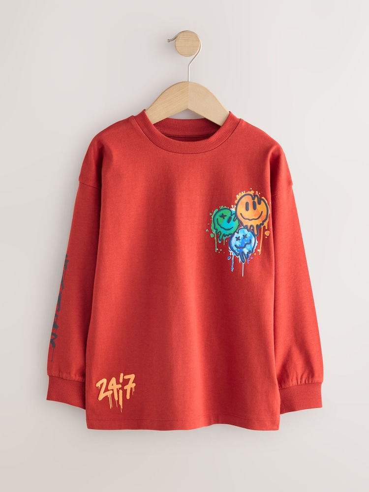 Navy/Grey/Red Gamer Relaxed Fit Graphic Print Long Sleeve T-Shirts 3 Pack (3-16yrs) - Image 2 of 3