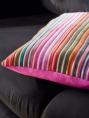 Bright 59 x 59cm Cut Velvet Stripe Cushion - Image 2 of 2