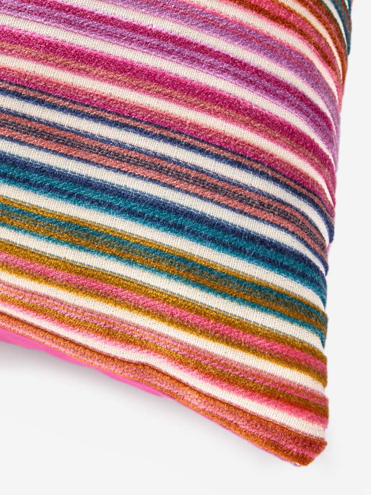 Bright 59 x 59cm Cut Velvet Stripe Cushion - Image 5 of 5
