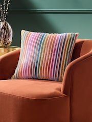 Bright 43 x 43cm Cut Velvet Stripe Cushion - Image 1 of 2