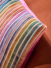 Bright 43 x 43cm Cut Velvet Stripe Cushion - Image 2 of 2