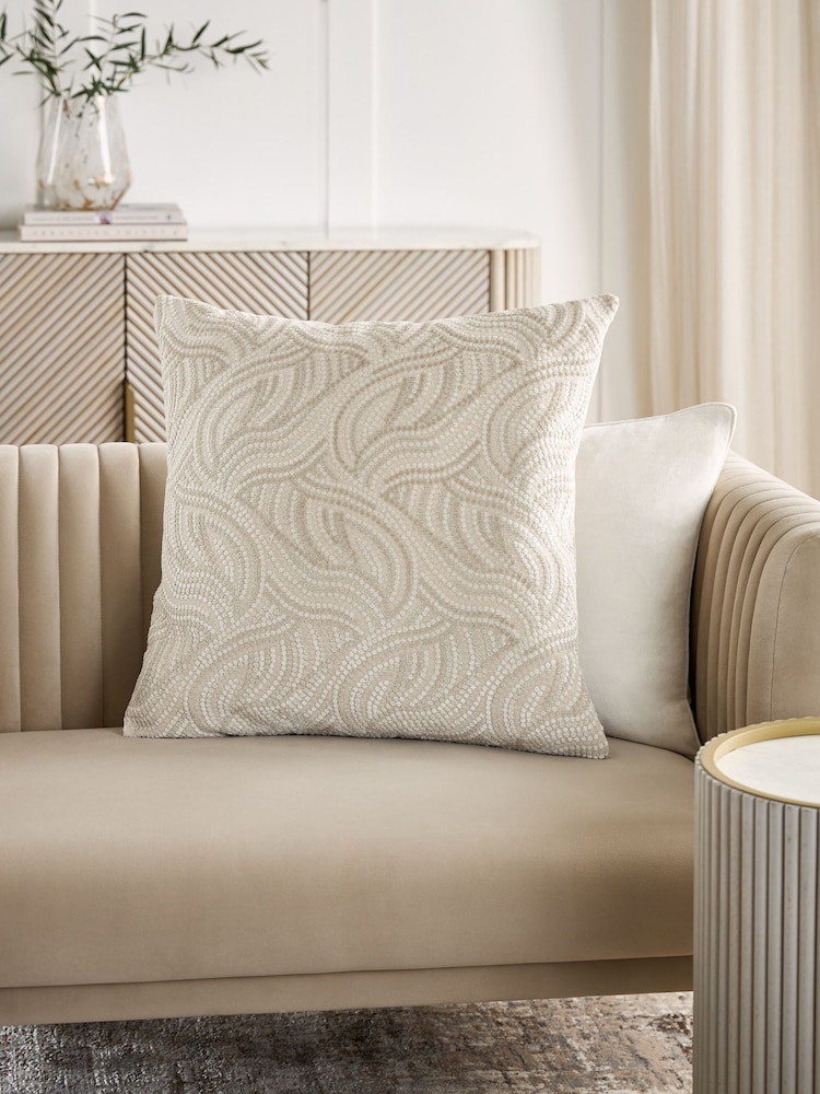 Silver 59 x 59cm Cut Velvet Spot Cushion - Image 1 of 5