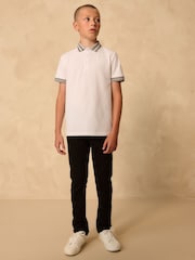 White Stripe Tipped Collar Short Sleeve Polo Shirt (3-16yrs) - Image 3 of 8