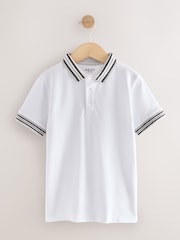 White Stripe Tipped Collar Short Sleeve Polo Shirt (3-16yrs) - Image 5 of 8