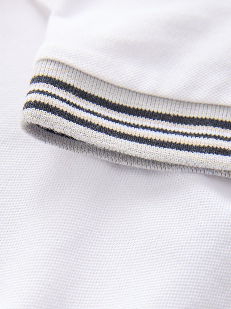 White Stripe Tipped Collar Short Sleeve Polo Shirt (3-16yrs) - Image 8 of 8