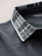 Charcoal Grey Check Collar Short Sleeve Polo Shirt (3-16yrs) - Image 4 of 4