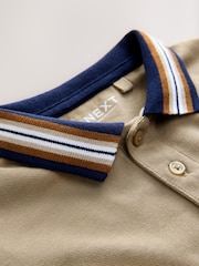 Stone Stripe Tipped Collar Long Sleeve Polo Shirt (3-16yrs) - Image 3 of 4