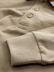 Stone Stripe Tipped Collar Long Sleeve Polo Shirt (3-16yrs) - Image 4 of 4