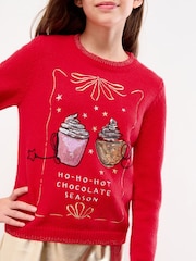Lipsy Red Season Slogan Christmas Crew Neck Family Knitted Jumper (5-16yrs) - Image 3 of 4