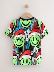 Multi Graffiti Smile Christmas Short Sleeve T-Shirt (3-16yrs) - Image 6 of 8