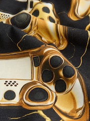 Black/Gold Controller Regular Fit Short Sleeve All-Over Print T-Shirt (3-16yrs) - Image 3 of 4