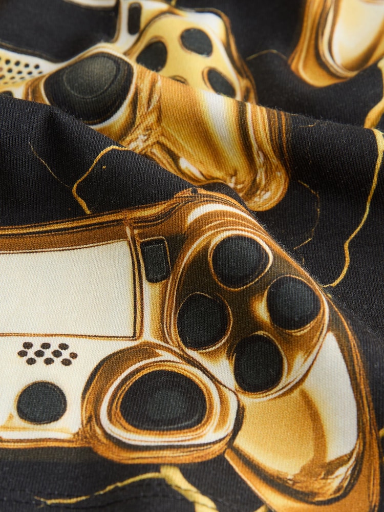 Black/Gold Controller Regular Fit Short Sleeve All-Over Print T-Shirt (3-16yrs) - Image 4 of 4 Black/Gold Controller Regular Fit Short Sleeve All-Over Print T-Shirt (3-16yrs) - Image 4 of 4