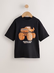 Black/Orange Monster Truck Relaxed Fit Short Sleeve Graphic Print T-Shirt (3-16yrs) - Image 1 of 4