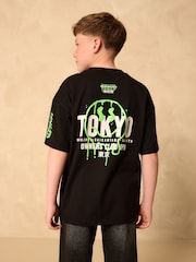 Black Smile Back Print Relaxed Fit Short Sleeve Graphic Print T-Shirt (3-16yrs) - Image 1 of 8