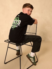 Black Smile Back Print Relaxed Fit Short Sleeve Graphic Print T-Shirt (3-16yrs) - Image 3 of 8