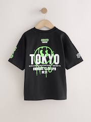 Black Smile Back Print Relaxed Fit Short Sleeve Graphic Print T-Shirt (3-16yrs) - Image 5 of 8