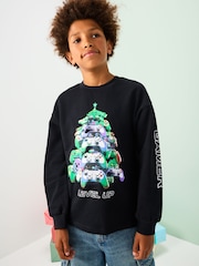 Black Heavyweight Controller Christmas Long Sleeve T-Shirt (3-16yrs) - Image 1 of 3