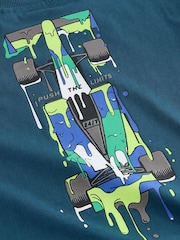 Navy Blue Racing Car Relaxed Fit Graphic Print Long Sleeve Cotton T-Shirt (3-16yrs) - Image 3 of 4