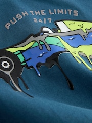 Navy Blue Racing Car Relaxed Fit Graphic Print Long Sleeve Cotton T-Shirt (3-16yrs) - Image 4 of 4